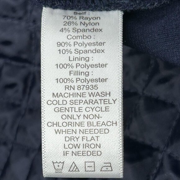 Susan Graver Weekend Vest Womens Large Navy Quilted Velvet Full Zip Mock Neck - Picture 6 of 10